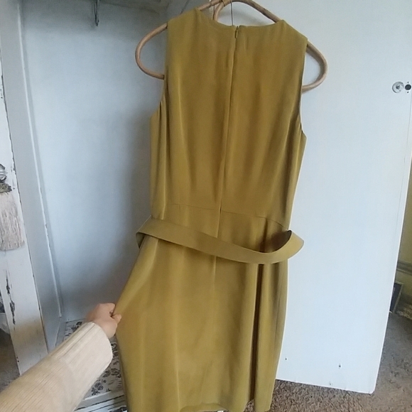 Mustard Silk Dress with Belt - Picture 4 of 4